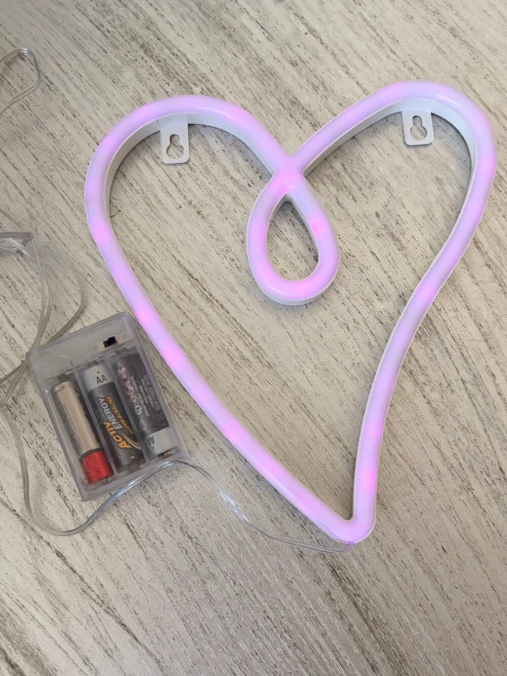 Pink Heart LED Neon Light Battery Operated Wall Decor Good Used
